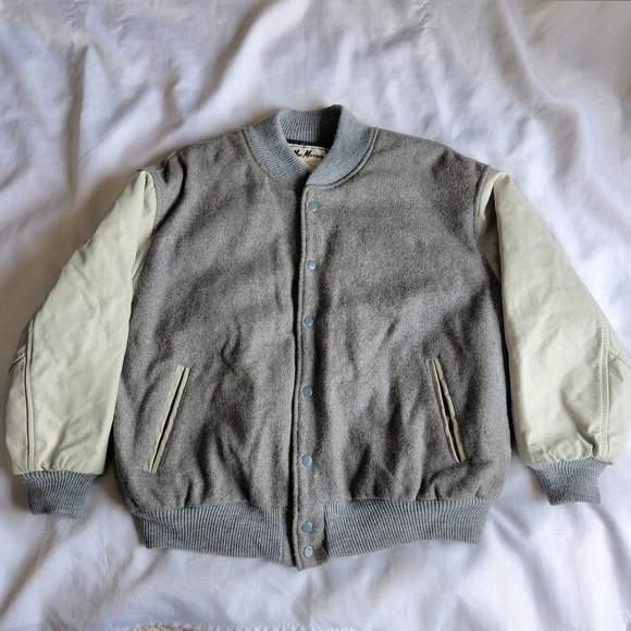 Mac Murray Vintage Lame Ducks Ballerinas Varsity Jacket Gray XL Wool Leather USA - Picture 3 of 10